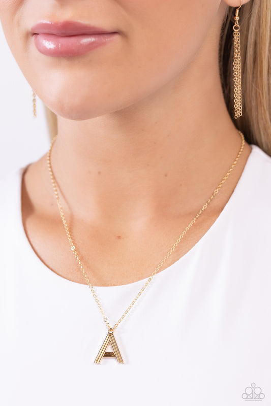 Leave Your Initials - gold - A - Paparazzi necklace