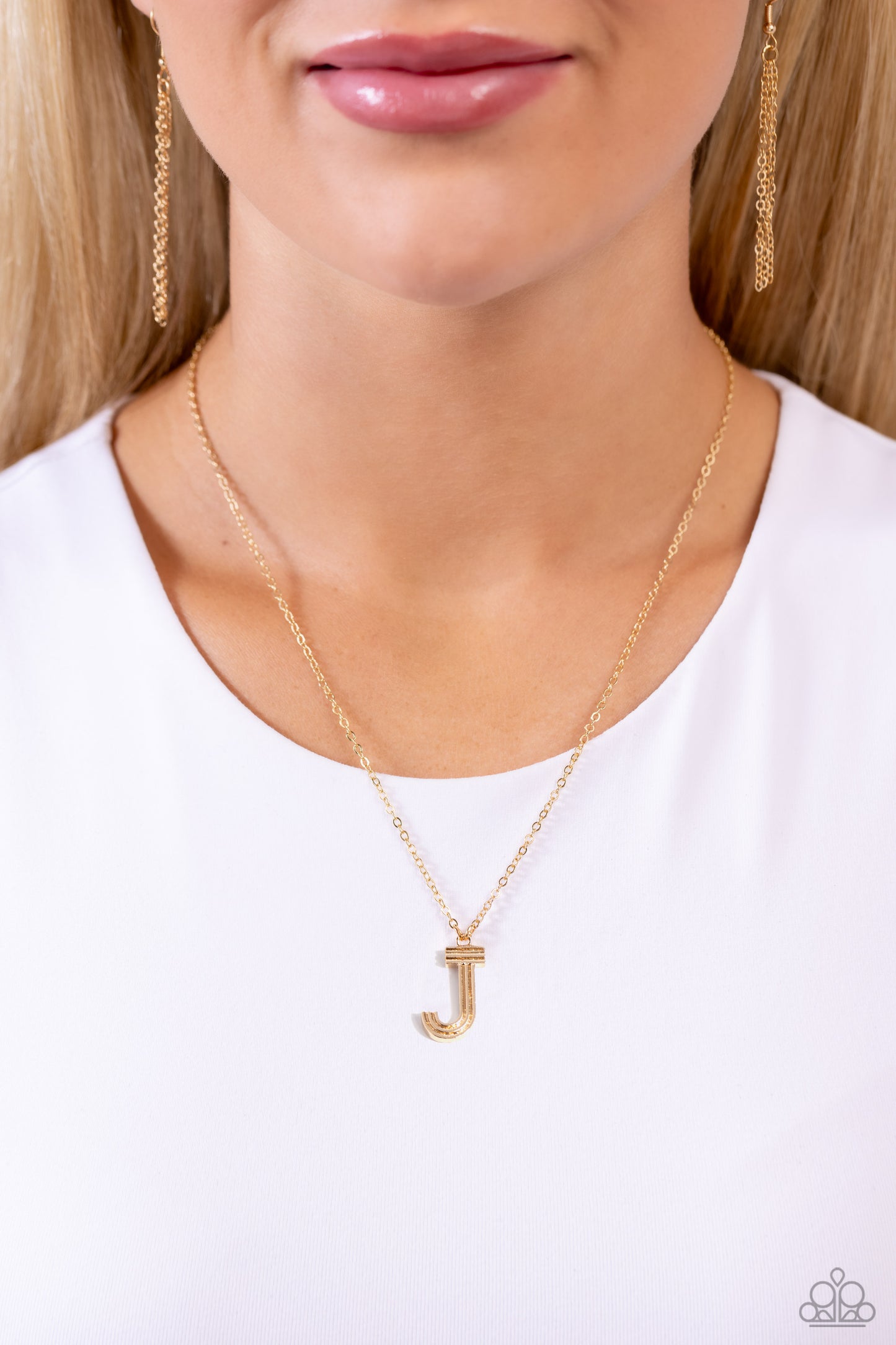 Leave Your Initials - gold - J - Paparazzi necklace