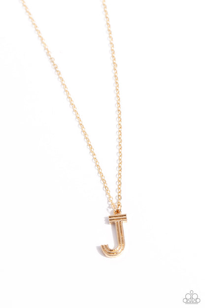 Leave Your Initials - gold - J - Paparazzi necklace