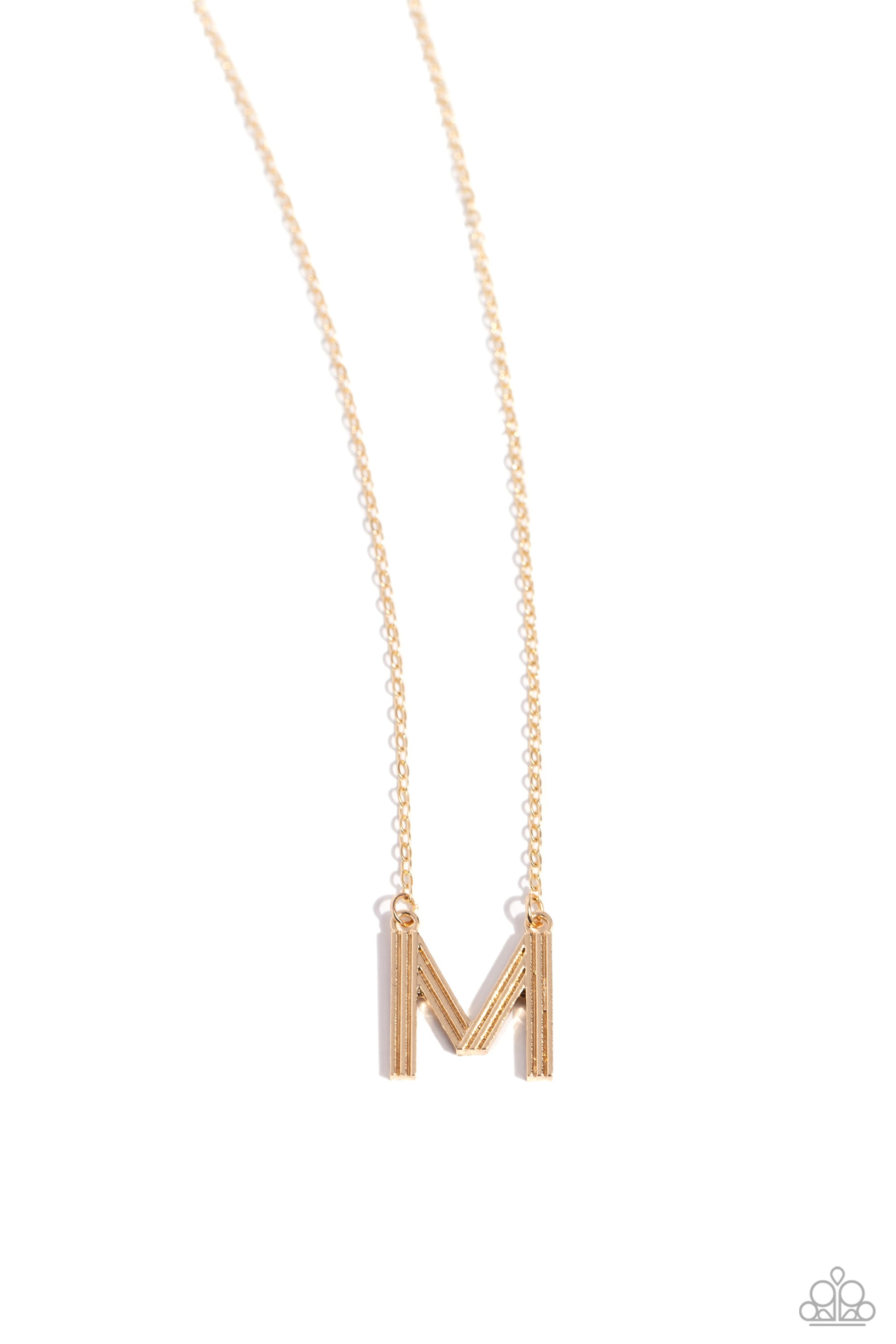 Leave Your Initials - gold - M - Paparazzi necklace