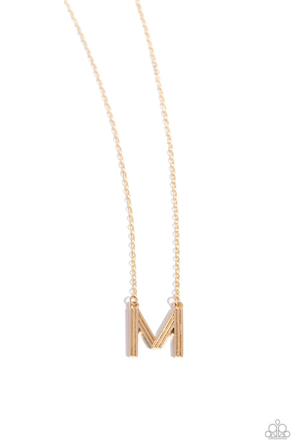 Leave Your Initials - gold - M - Paparazzi necklace