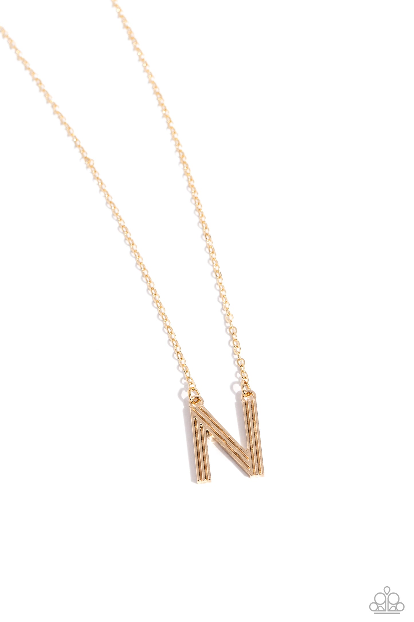 Leave Your Initials - gold - N - Paparazzi necklace