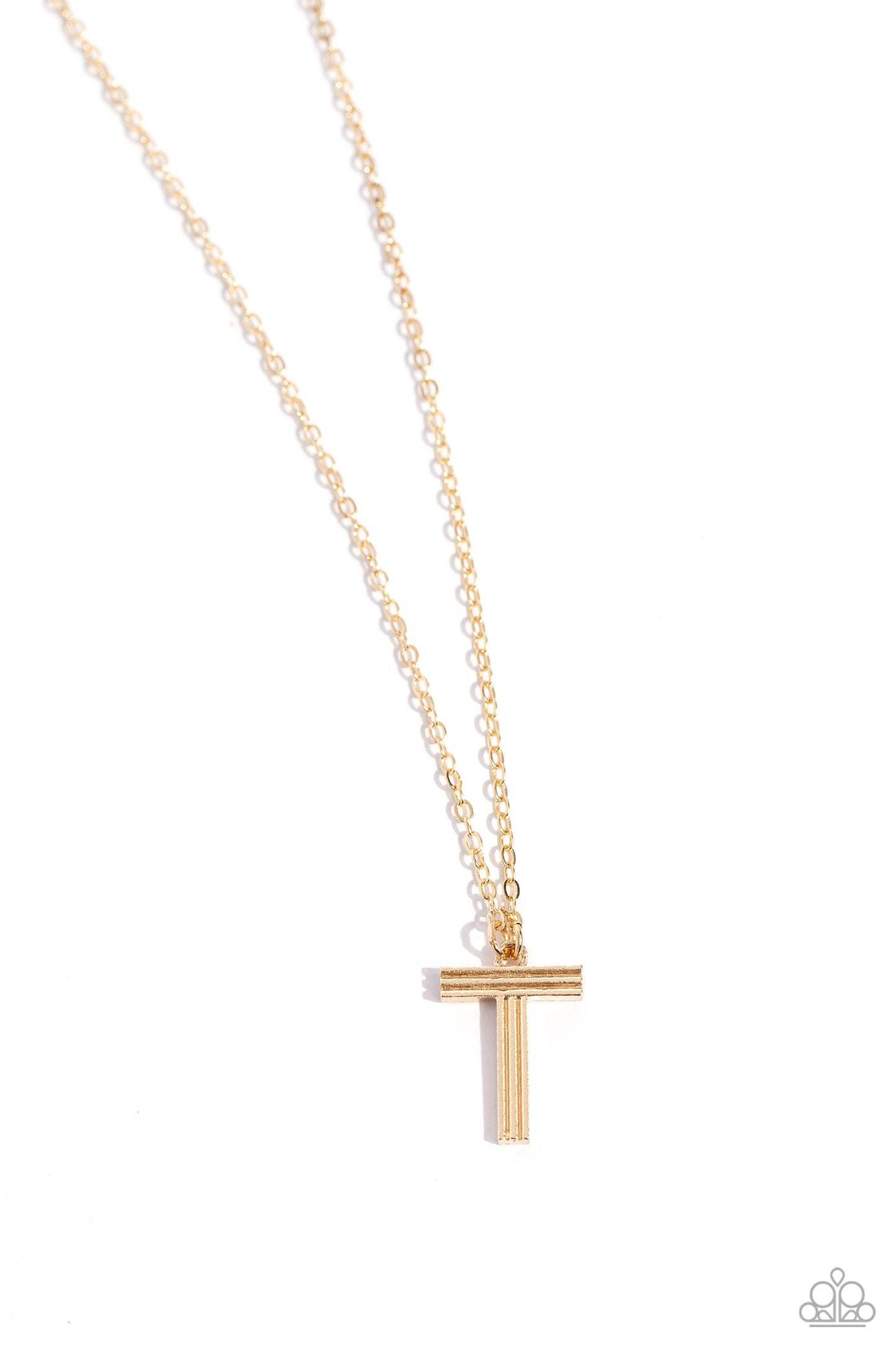 Leave Your Initials - gold - T - Paparazzi necklace