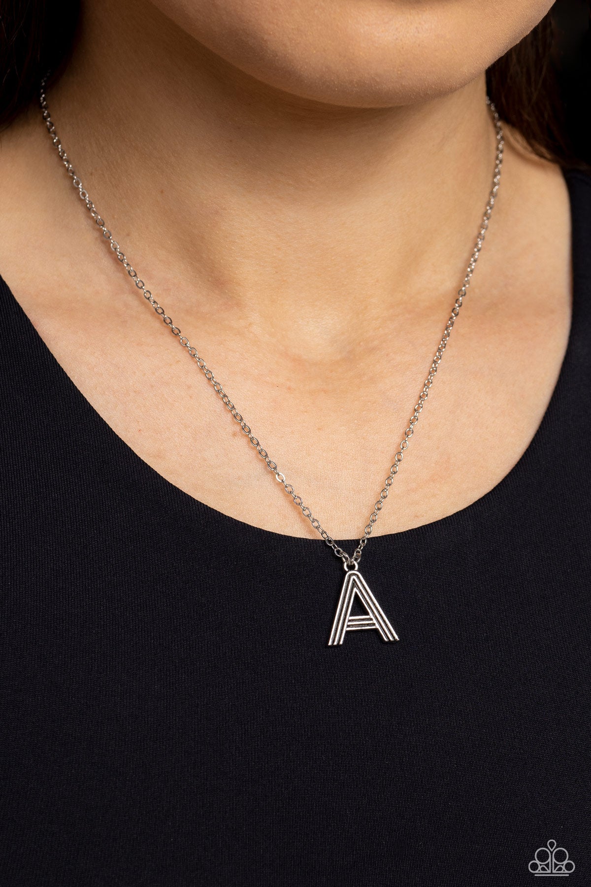 Leave Your Initials - silver - A - Paparazzi necklace