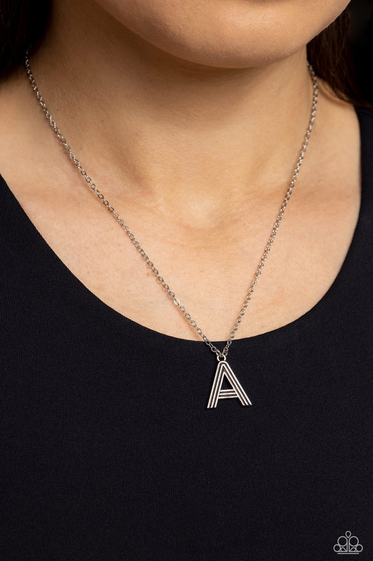 Leave Your Initials - silver - A - Paparazzi necklace