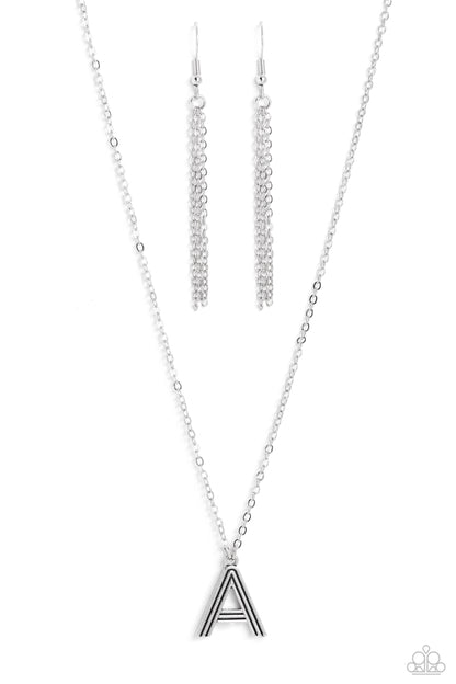 Leave Your Initials - silver - A - Paparazzi necklace