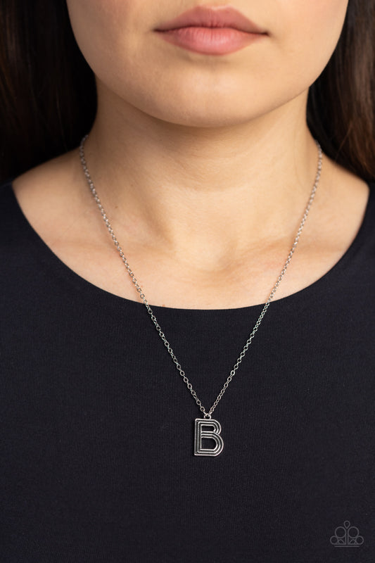 Leave Your Initials - silver - B - Paparazzi necklace