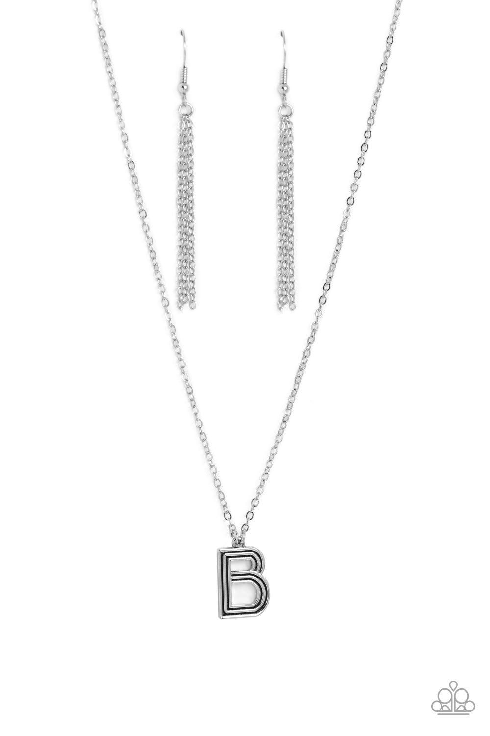 Leave Your Initials - silver - B - Paparazzi necklace
