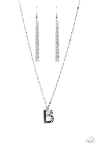 Leave Your Initials - silver - B - Paparazzi necklace