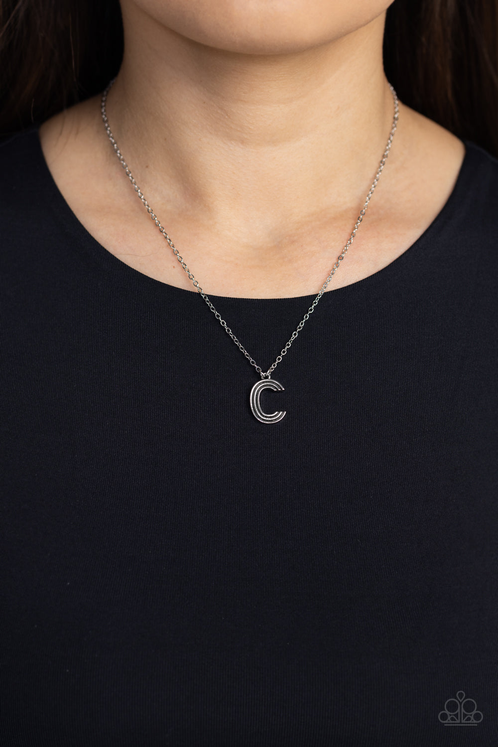 Leave Your Initials - silver - C - Paparazzi necklace