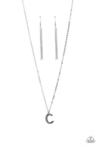 Leave Your Initials - silver - C - Paparazzi necklace