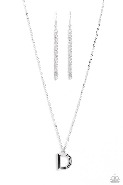Leave Your Initials - silver - D - Paparazzi necklace