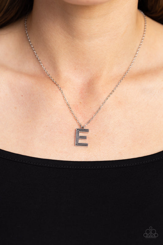 Leave Your Initials - silver - E - Paparazzi necklace