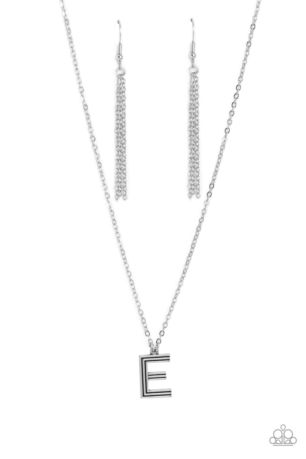 Leave Your Initials - silver - E - Paparazzi necklace
