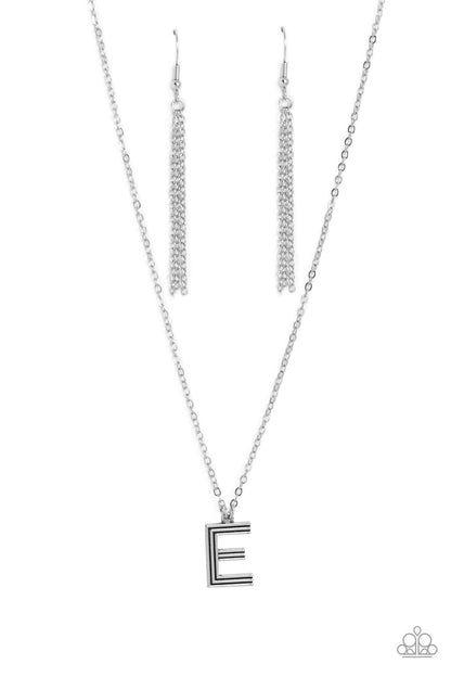 Leave Your Initials - silver - E - Paparazzi necklace