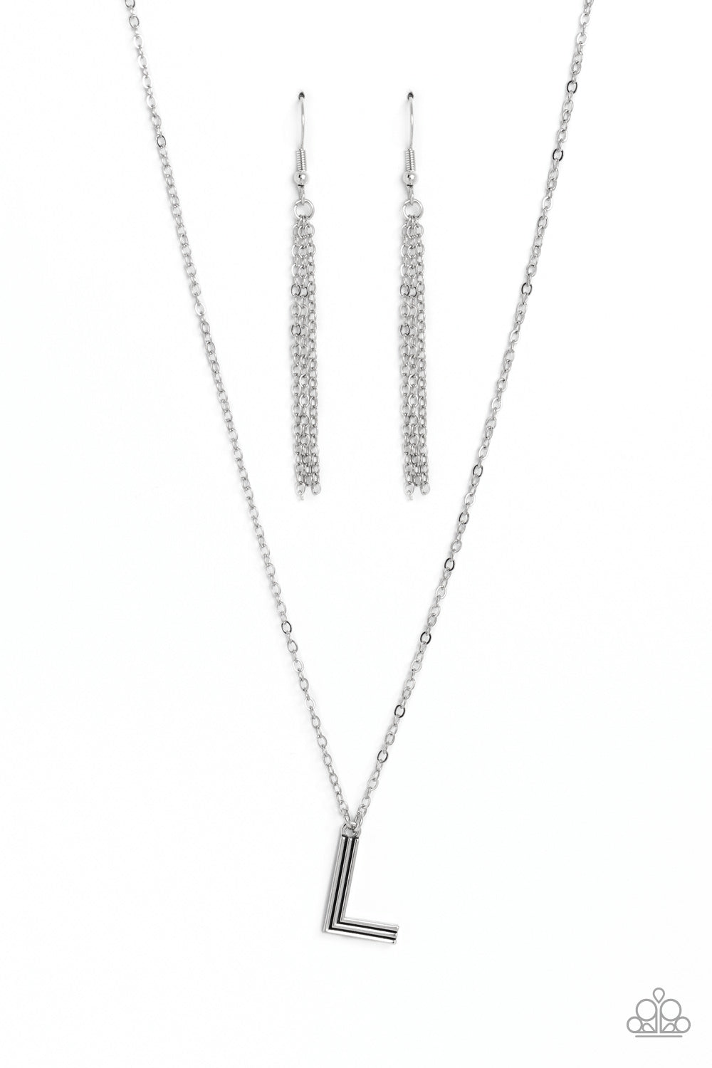 Leave Your Initials - silver - L - Paparazzi necklace