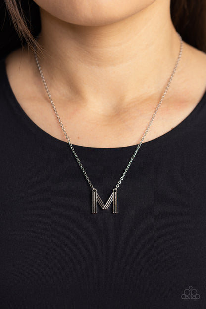 Leave Your Initials - silver - M - Paparazzi necklace