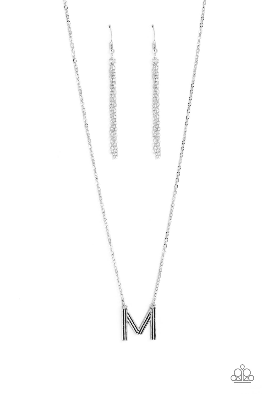 Leave Your Initials - silver - M - Paparazzi necklace