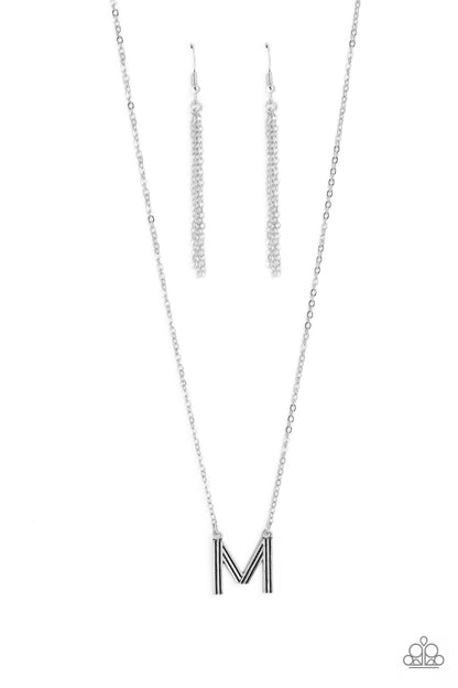 Leave Your Initials - silver - M - Paparazzi necklace