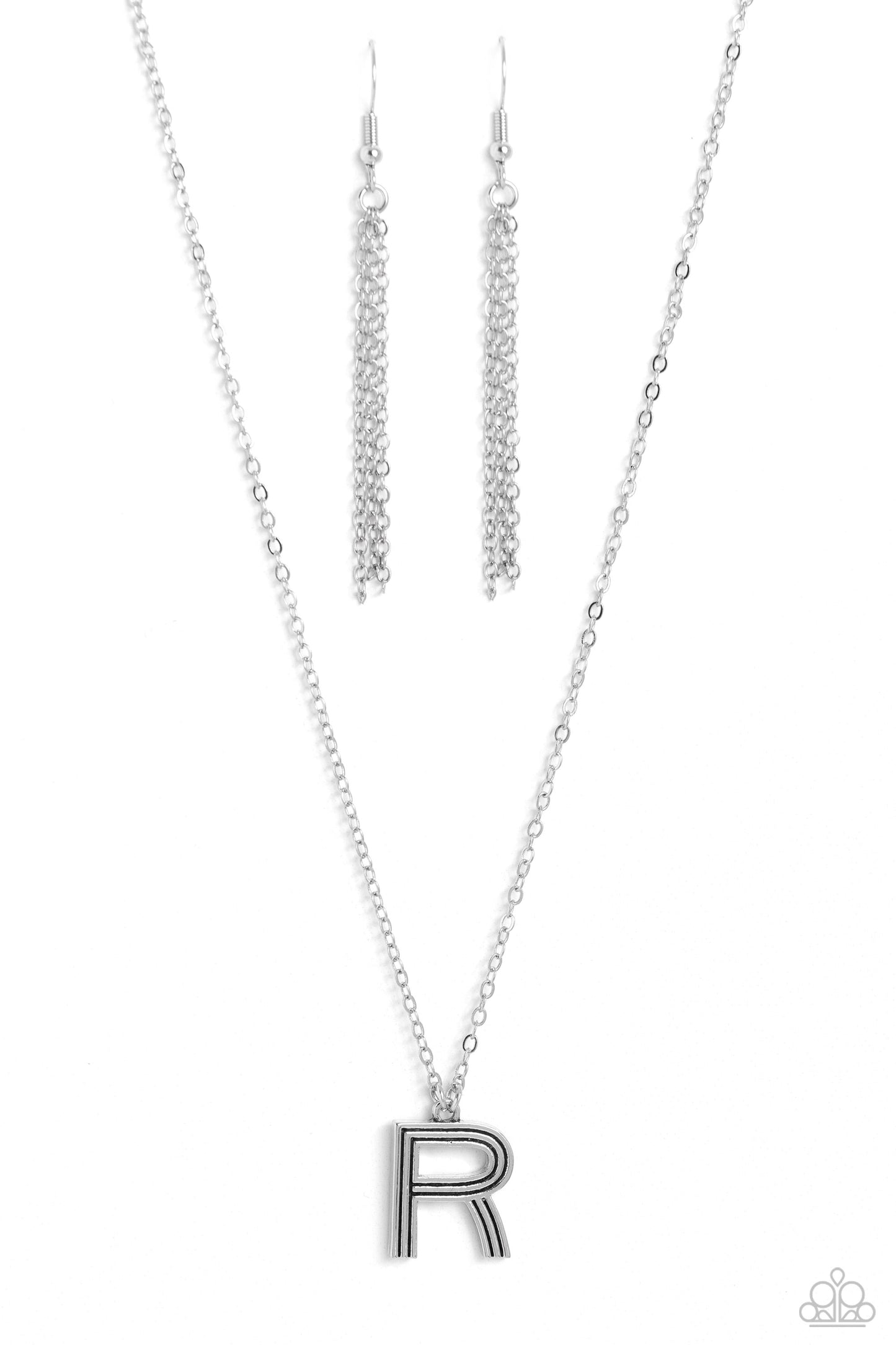 Leave Your Initials - silver - R - Paparazzi necklace