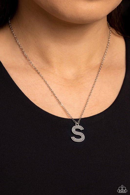 Leave Your Initials - silver - S - Paparazzi necklace