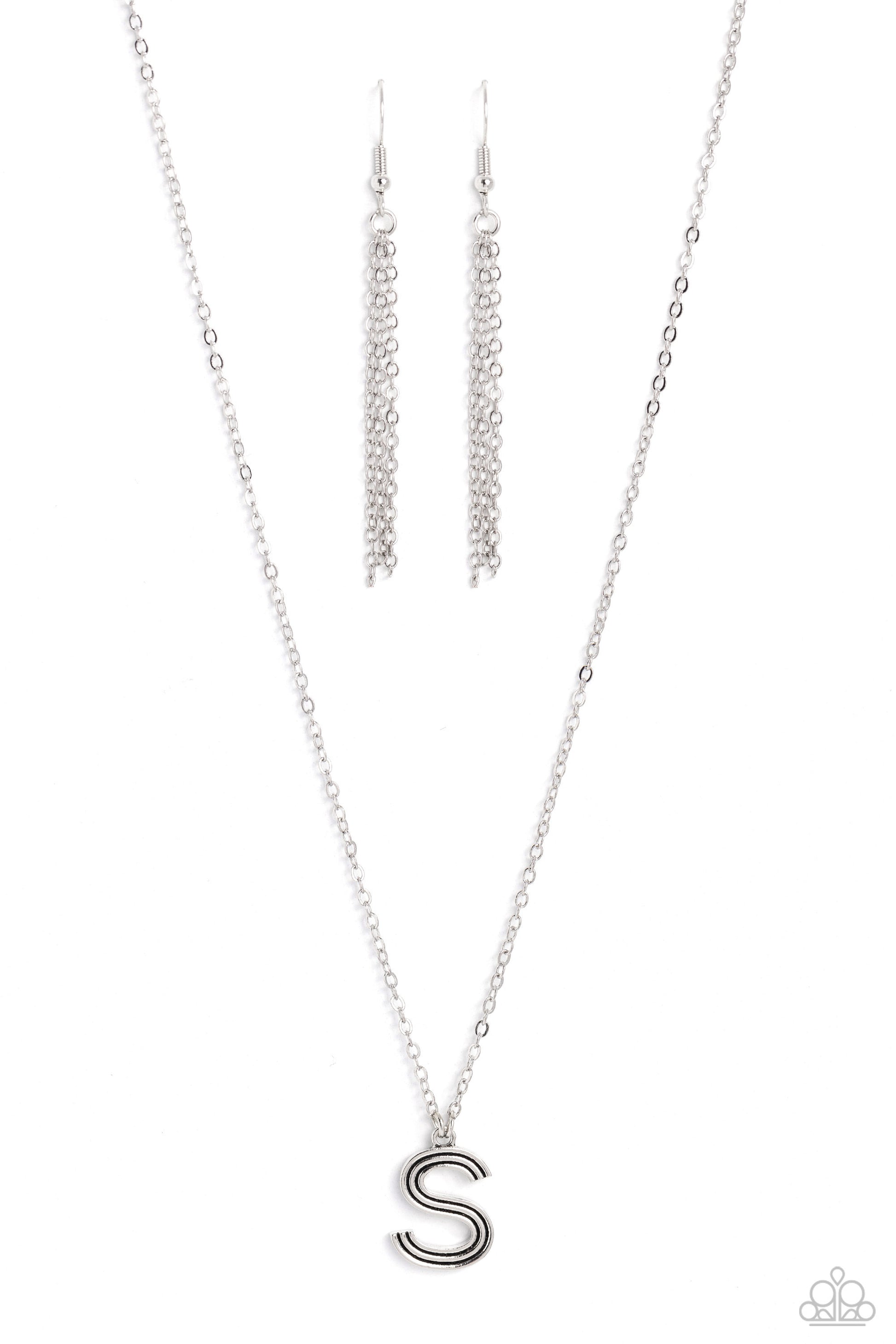 Leave Your Initials - silver - S - Paparazzi necklace