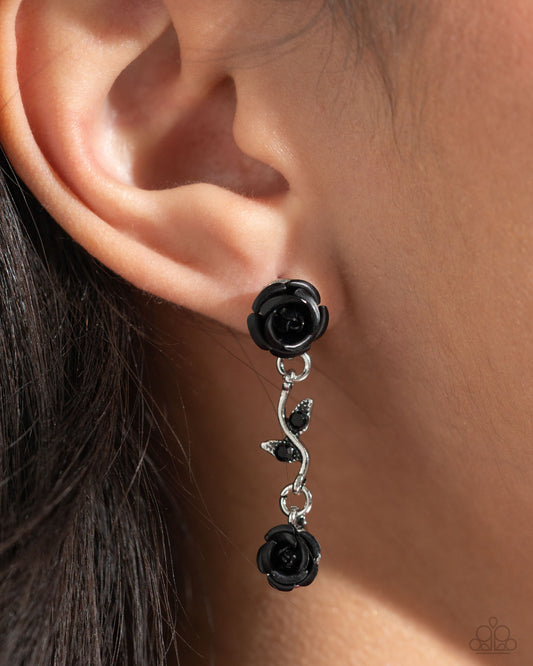 Led by the ROSE - black - Paparazzi earrings