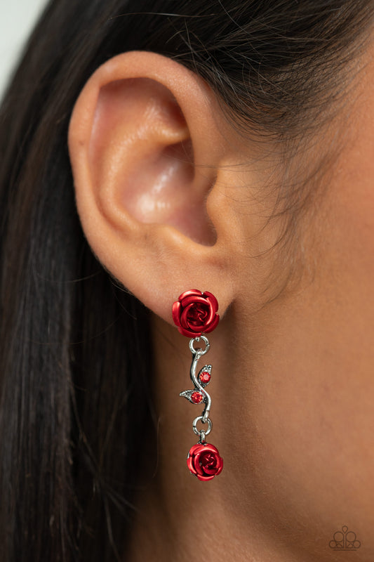 Led by the ROSE - red - Paparazzi earrings