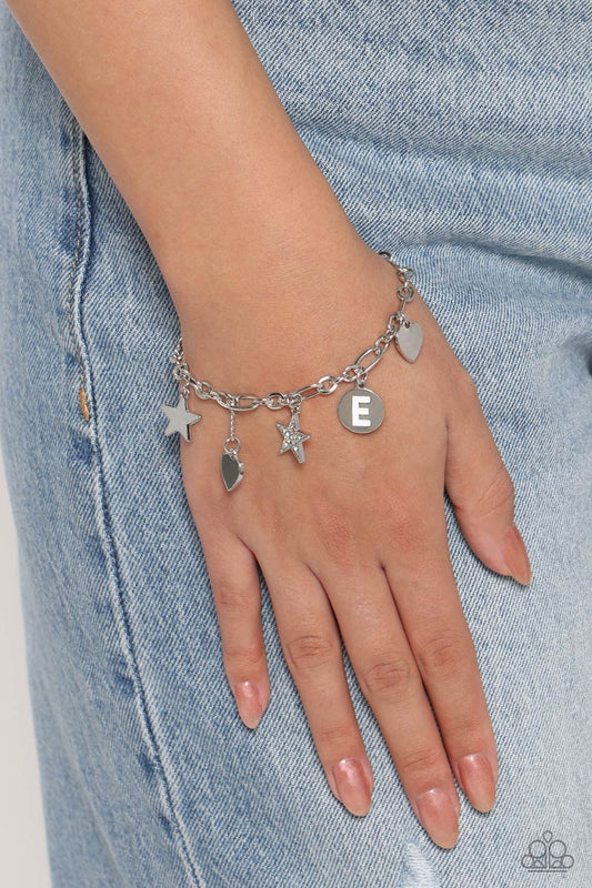 Legacy Letters - E - white - Paparazzi bracelet