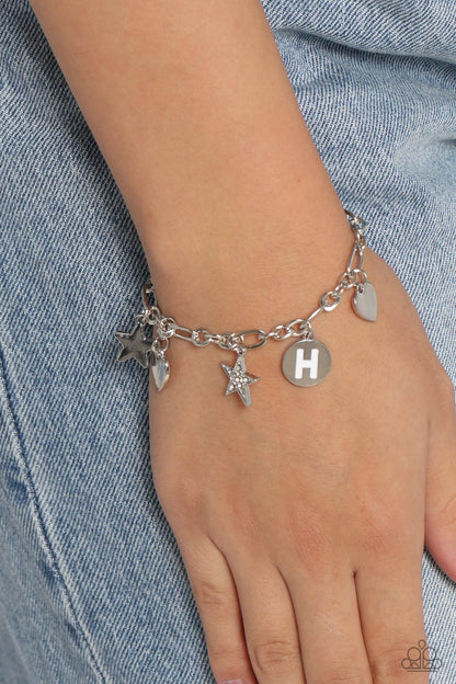 Legacy Letters - H - white - Paparazzi bracelet