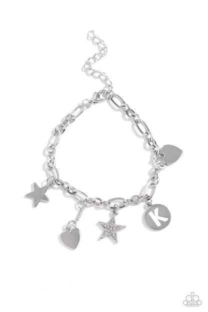 Legacy Letters - K - white - Paparazzi bracelet