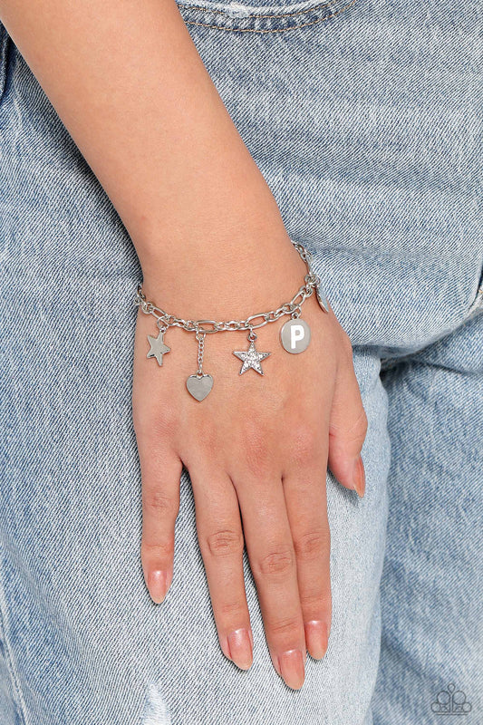 Legacy Letters - P - white - Paparazzi bracelet