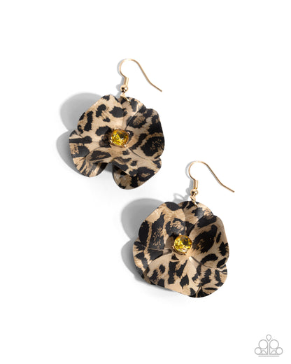 Legendary Leopard- yellow - Paparazzi earrings