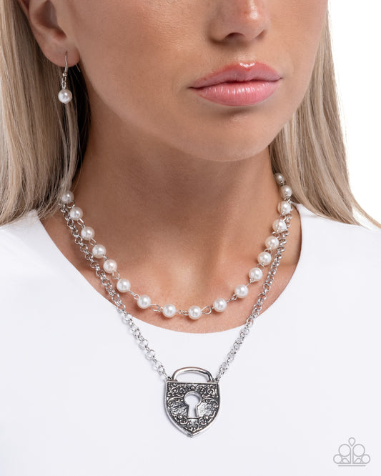 Leisurely Locked - white - Paparazzi necklace