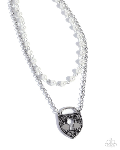 Leisurely Locked - white - Paparazzi necklace