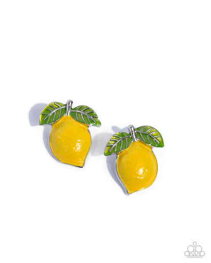 Lemon Lesson - yellow - Paparazzi earrings