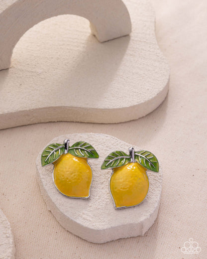 Lemon Lesson - yellow - Paparazzi earrings