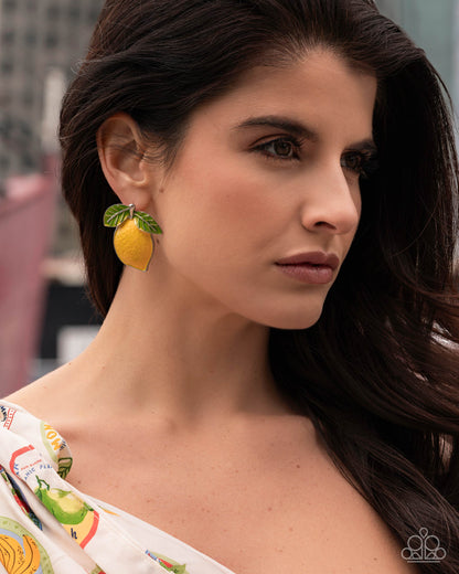 Lemon Lesson - yellow - Paparazzi earrings