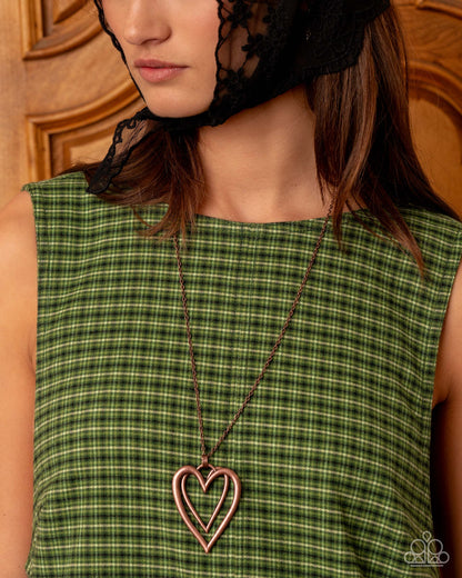 Lets HEART At the Very Beginning - copper - Paparazzi necklace
