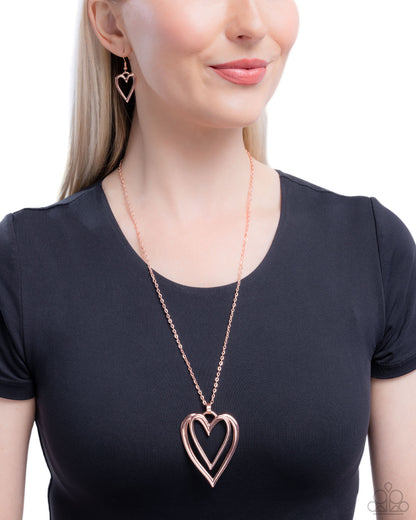 Lets HEART At the Very Beginning - rose gold - Paparazzi necklace