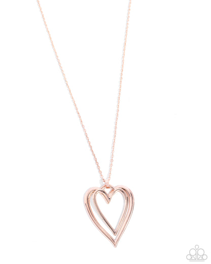 Lets HEART At the Very Beginning - rose gold - Paparazzi necklace