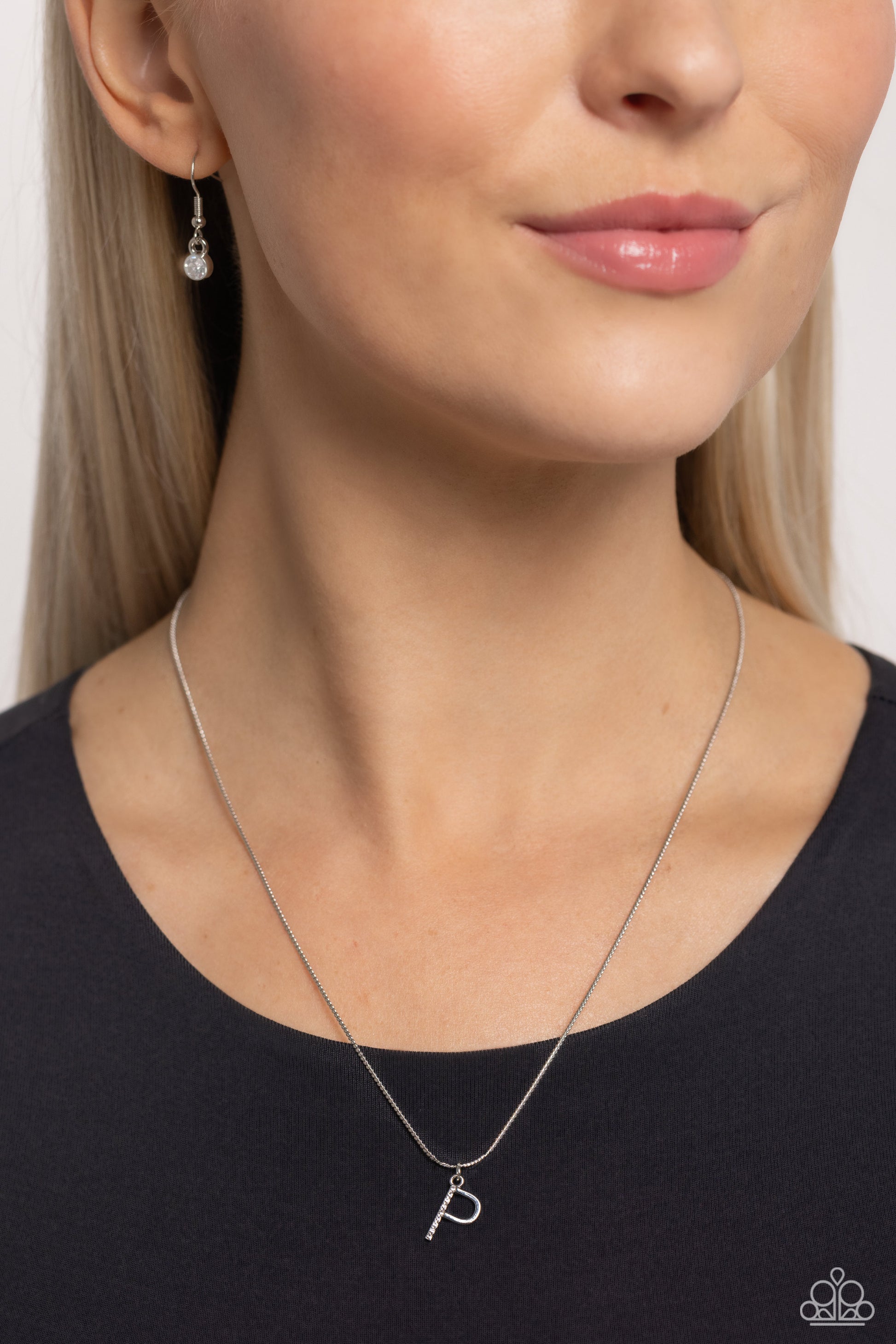 Letter of the Law - white - P - Paparazzi necklace