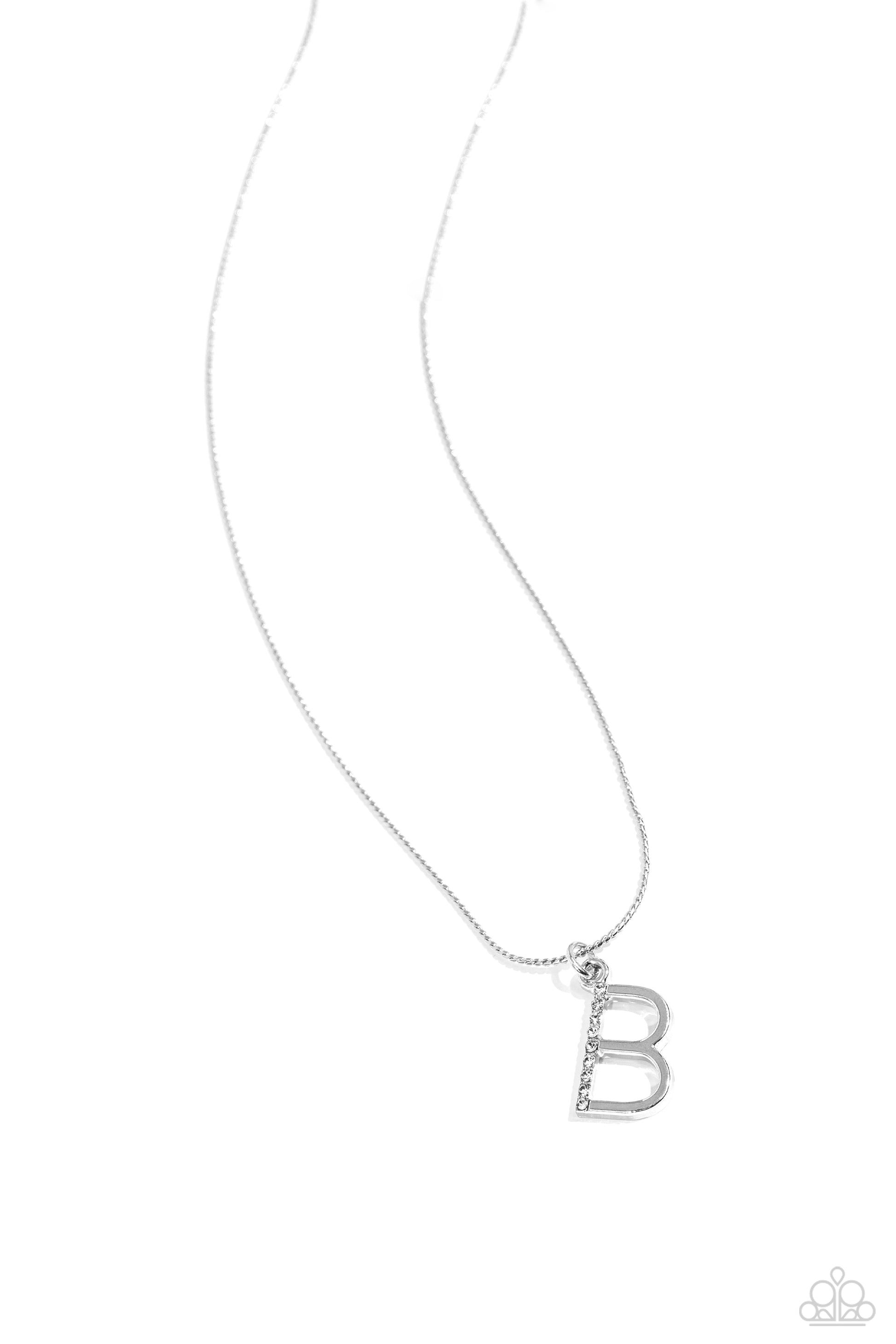 Letter of the Law - white - B - Paparazzi necklace