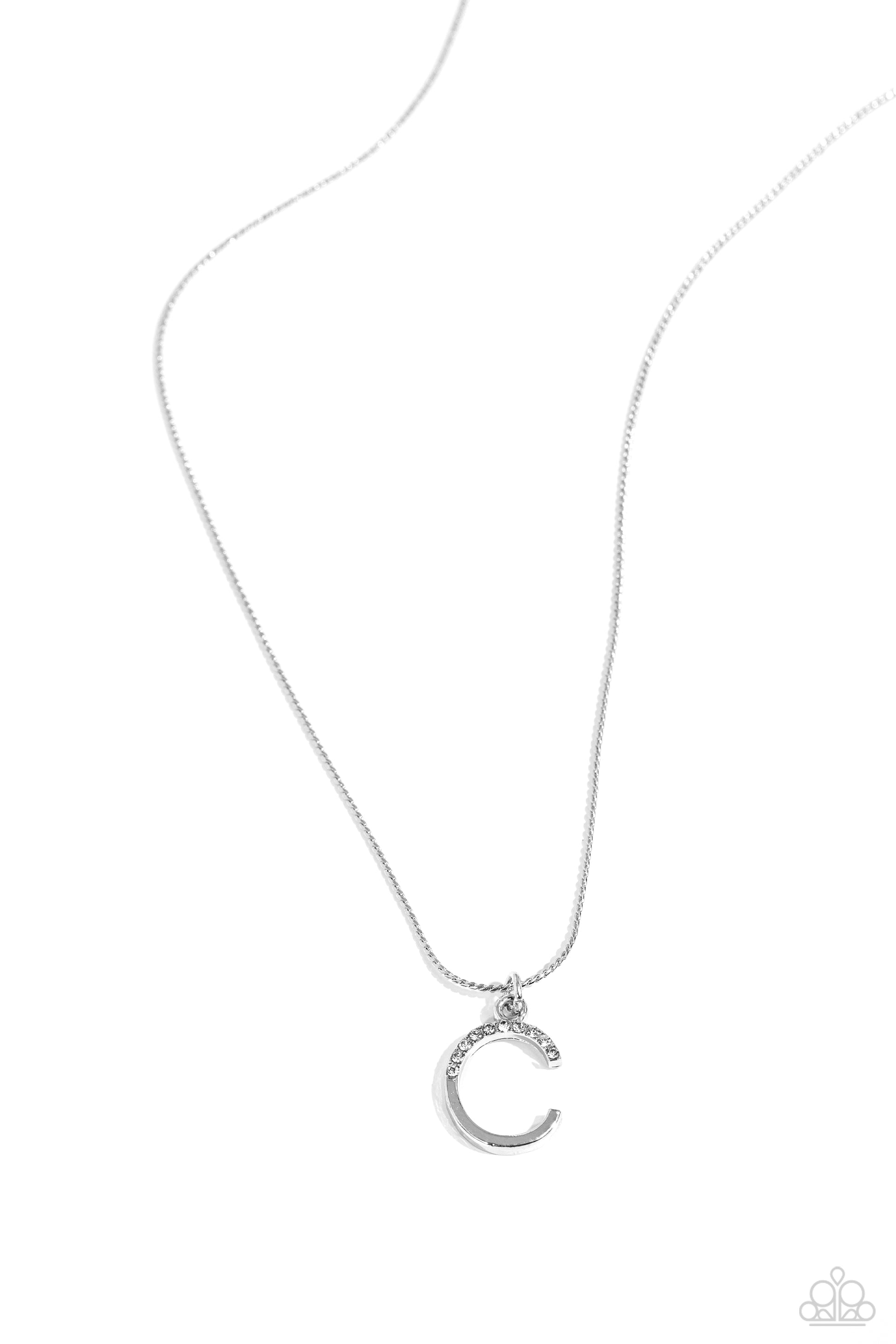 Letter of the Law - white - C - Paparazzi necklace