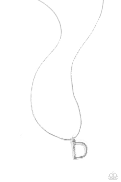 Letter of the Law - white - D - Paparazzi necklace