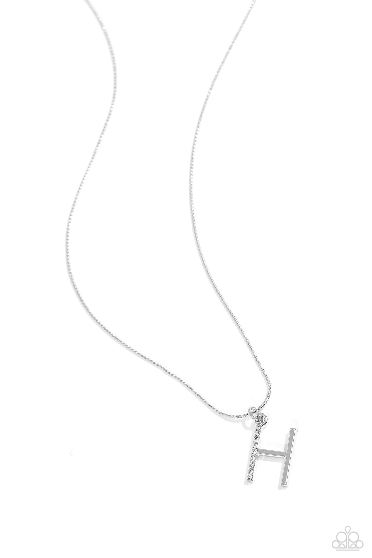 Letter of the Law - white - H - Paparazzi necklace