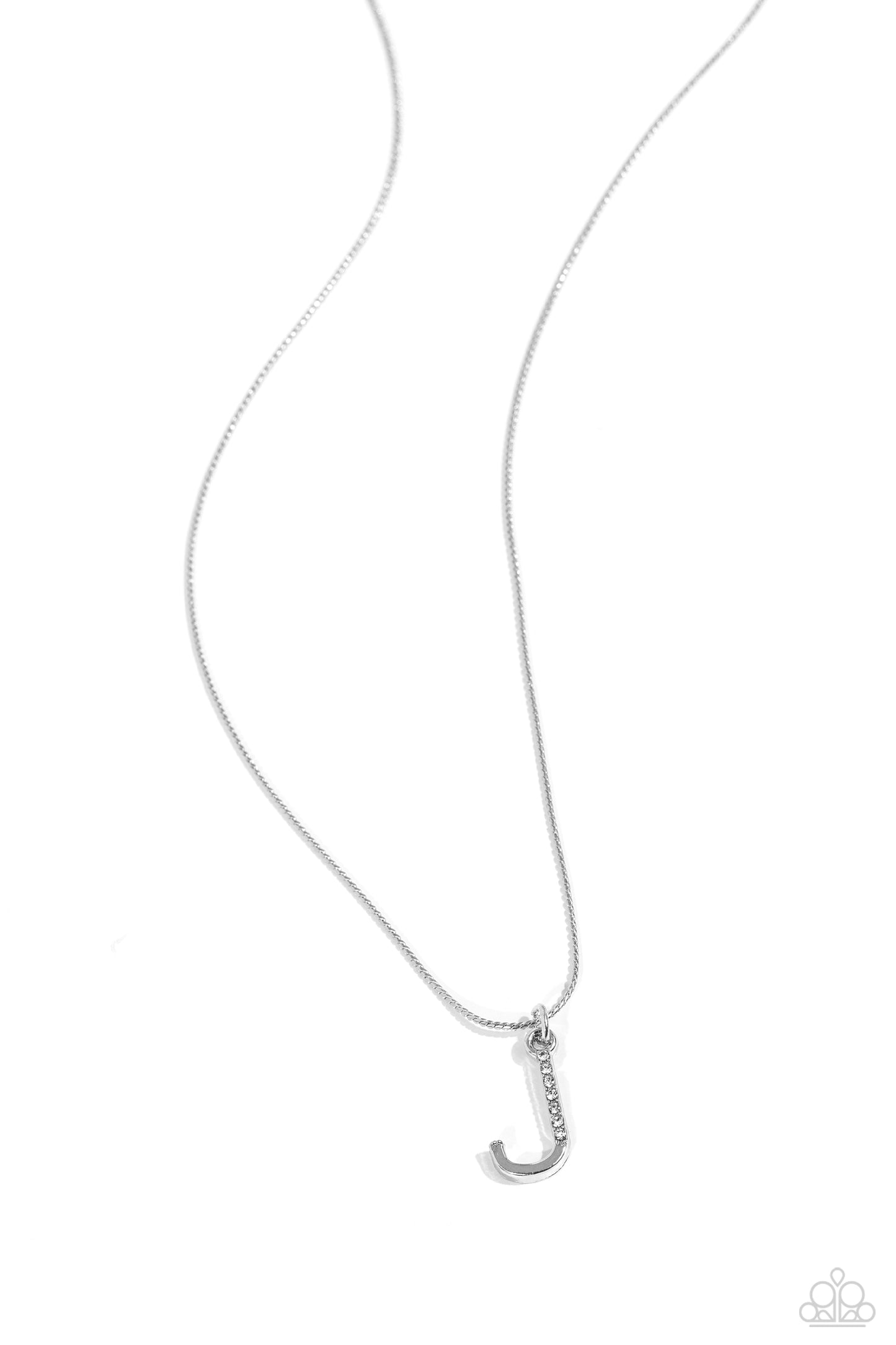 Letter of the Law - white - J - Paparazzi necklace