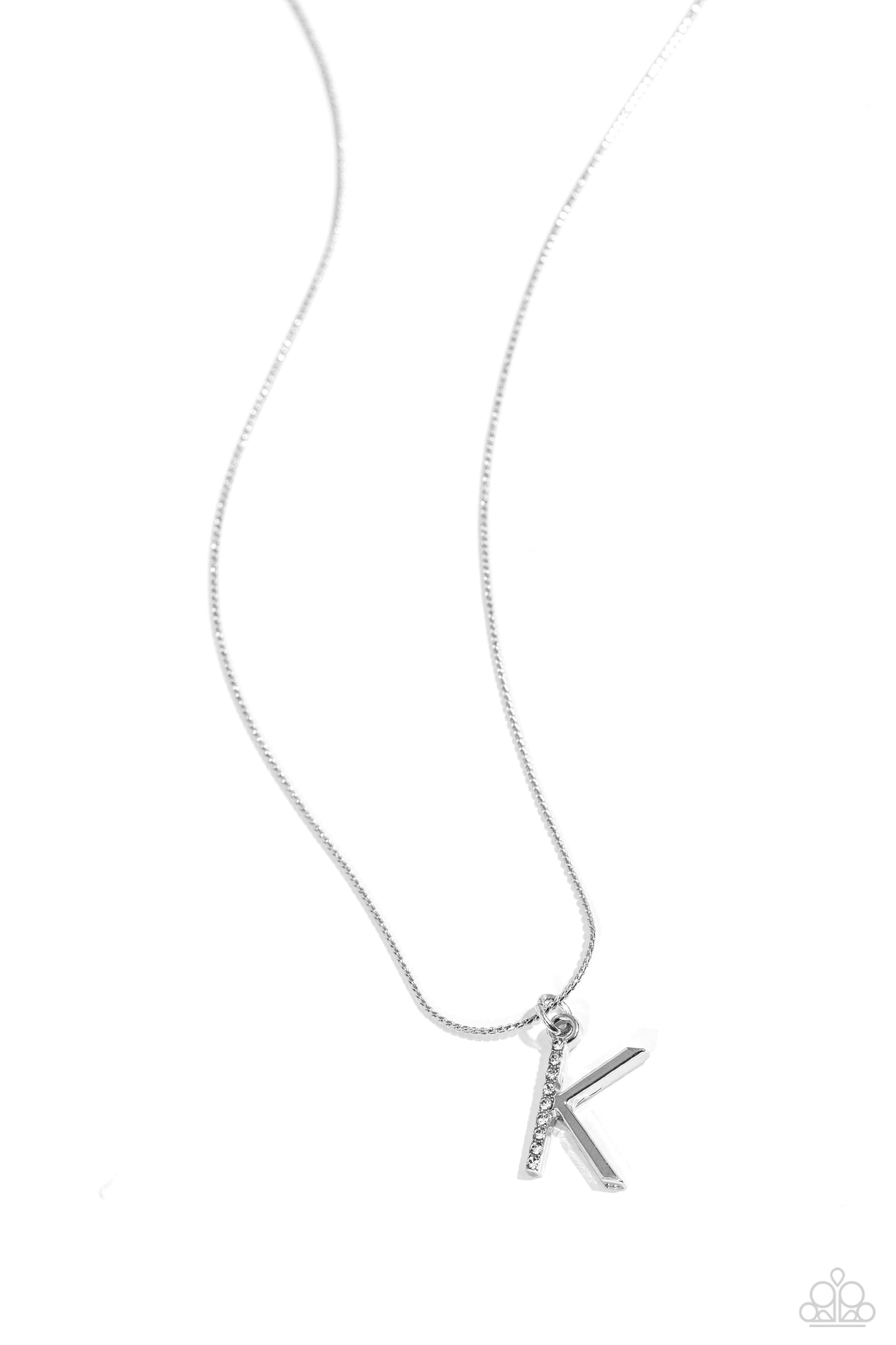 Letter of the Law - white - K - Paparazzi necklace