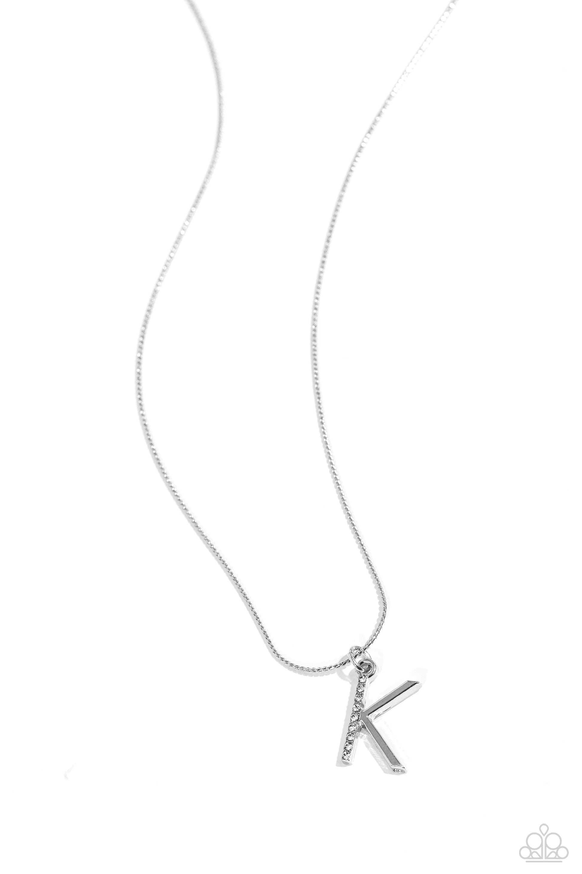 Letter of the Law - white - K - Paparazzi necklace