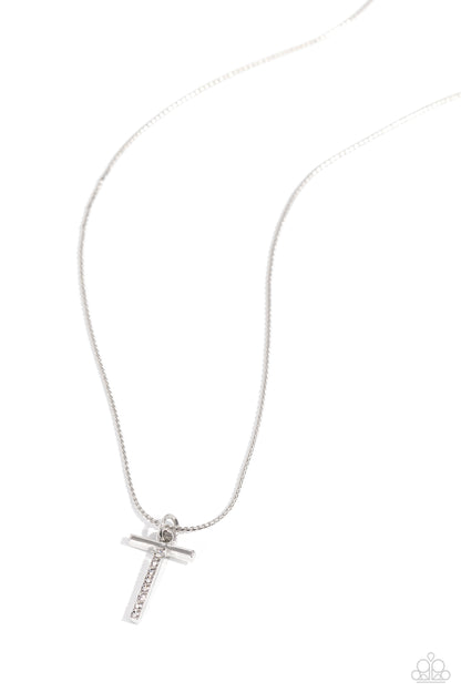 Letter of the Law - white - T - Paparazzi necklace